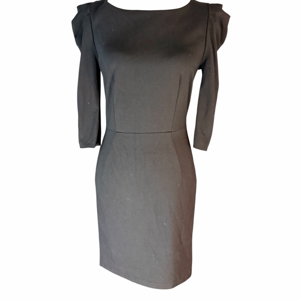BB Dakota Black Sheath Dress Sz. Small-NWOT Sheer Back Exposed Gold Zipper